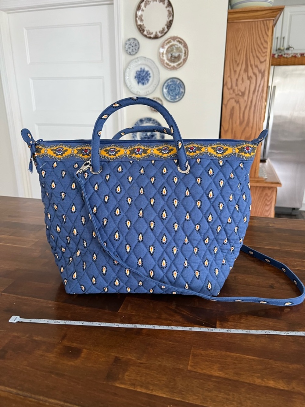 Vera Bradley Vntg French Blue Shoulder Bag, Detachable Long Strap & Coin Pouch - Picture 4 of 8